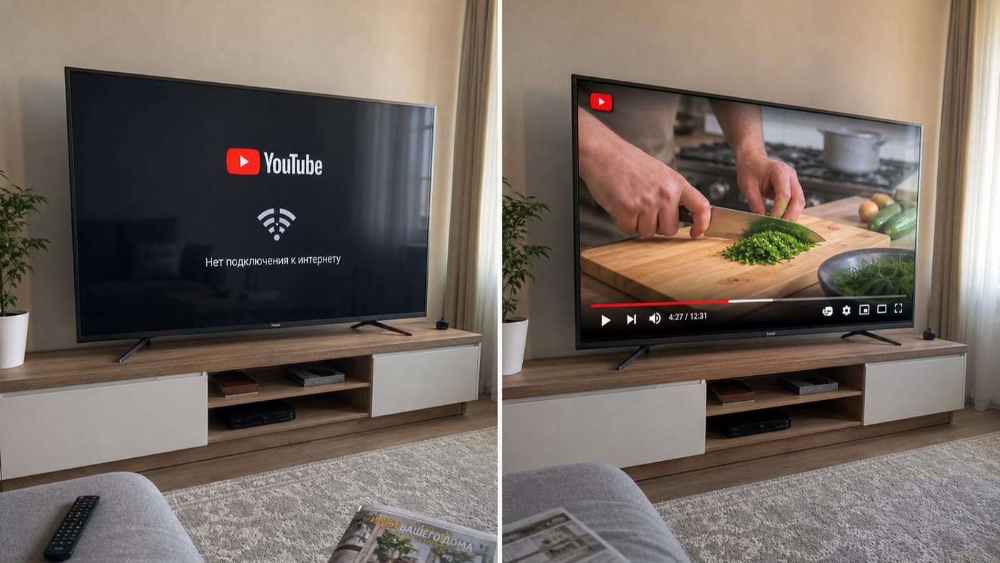 YouTube без подключения до настройки и работающий после