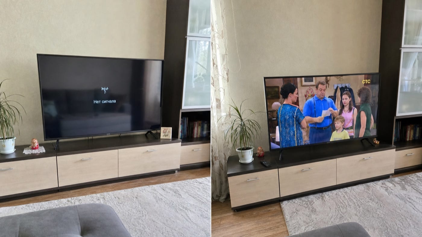Нет сигнала до настройки и работающий телеканал после